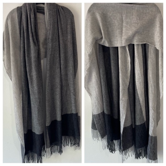 Kit and Ace 100% cashmere oversized fringe shawl blanket scarf 37605 - Picture 1 of 8